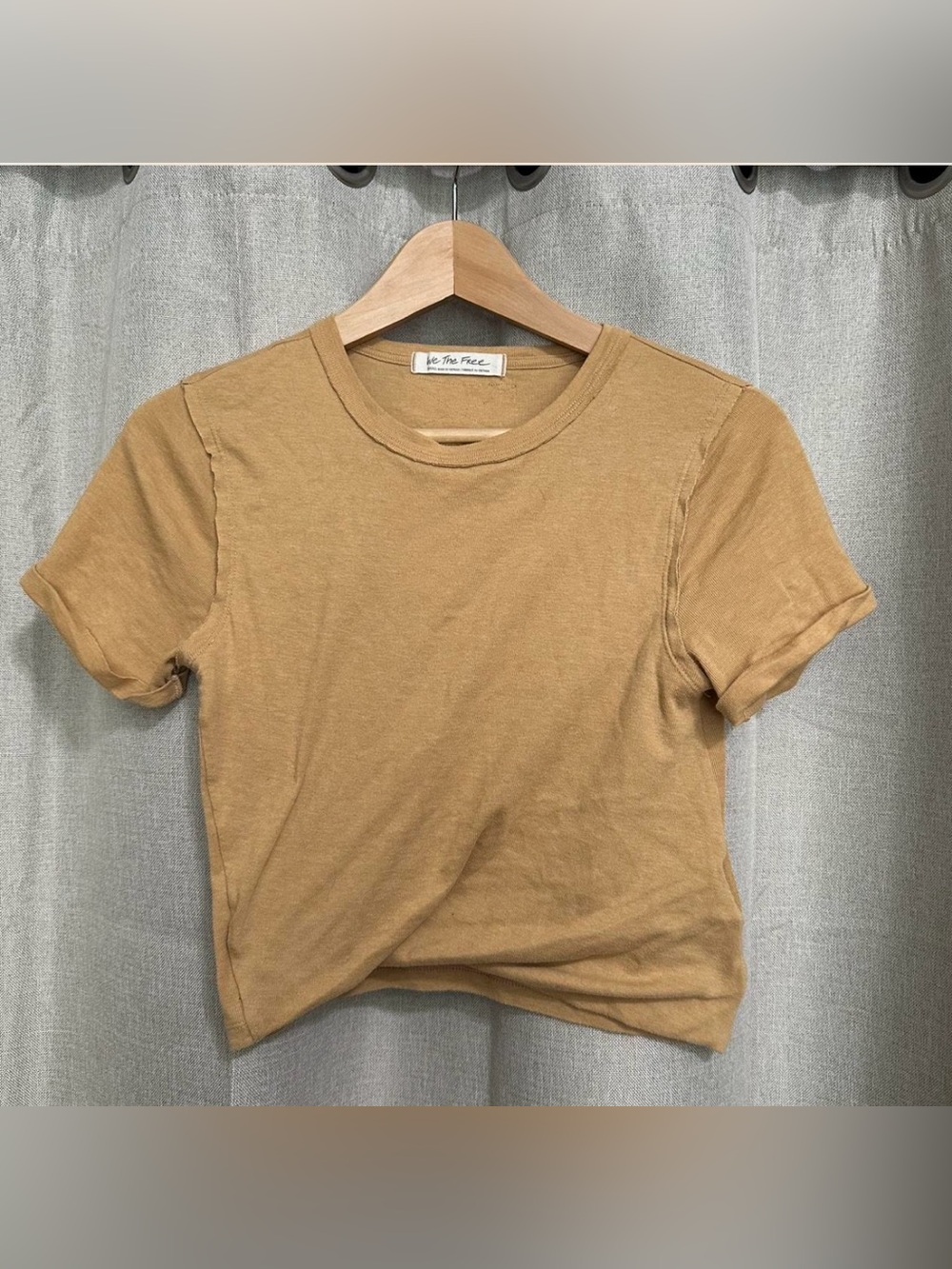We The Free Cropped Short Sleeve Tee in Camel